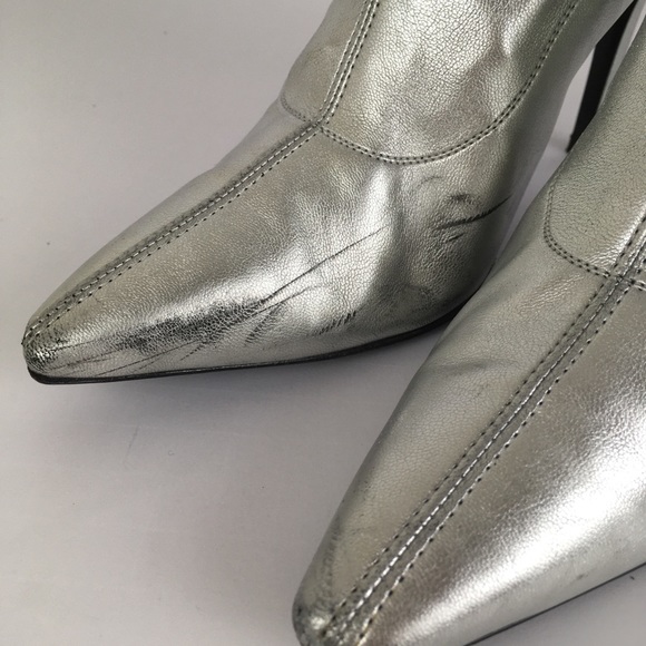 Giuseppe Zanotti Salome Leather Point Toe Heels in Metallic Silver - Picture 8 of 12